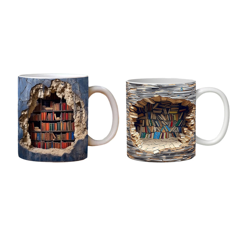 3D Bookshelves Hole In A Wall Mug