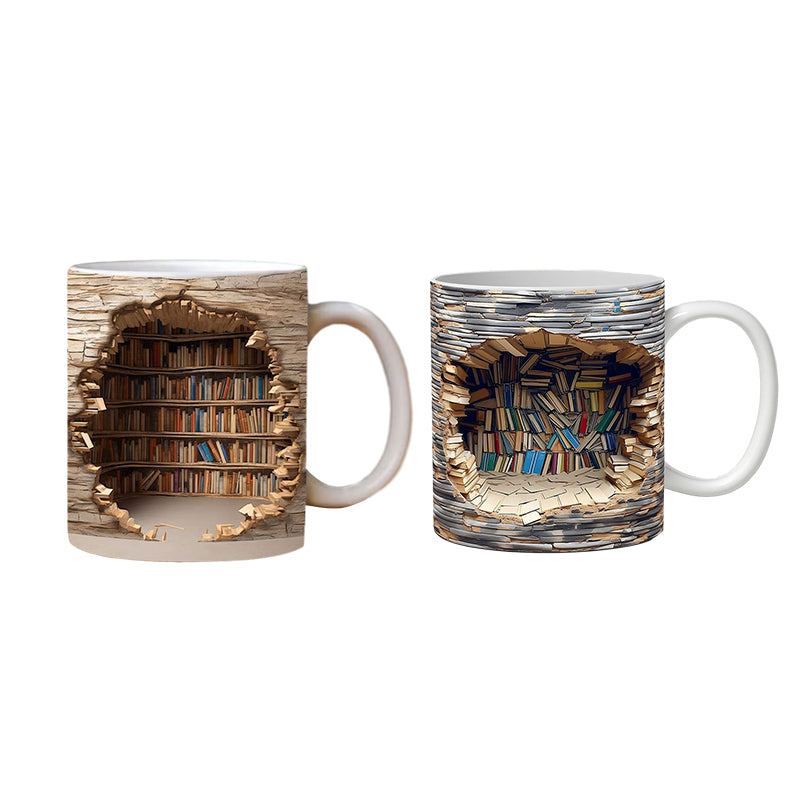 3D Bookshelves Hole In A Wall Mug