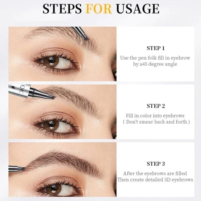 🔥BIG SALE - 50% OFF🔥3D Waterproof Microblading Eyebrow Pen 4 Fork Tip Tattoo Pencil (2 pcs)