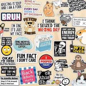 Set of 130 Pcs Funny Saying Stickers