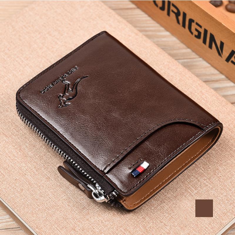 Men Wallet Zipper Genuine Leather Purse ( RFID PROTECTED )