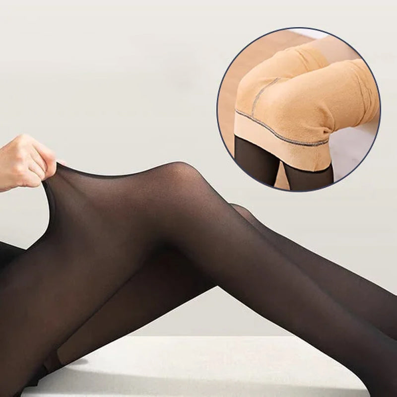 Flawless Legs Fake Translucent Warm Plush Lined Elastic Tights