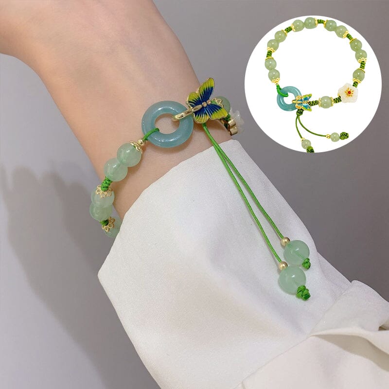（Pre-sale) Butterfly Natural Emerald Jade Stone Bracelet