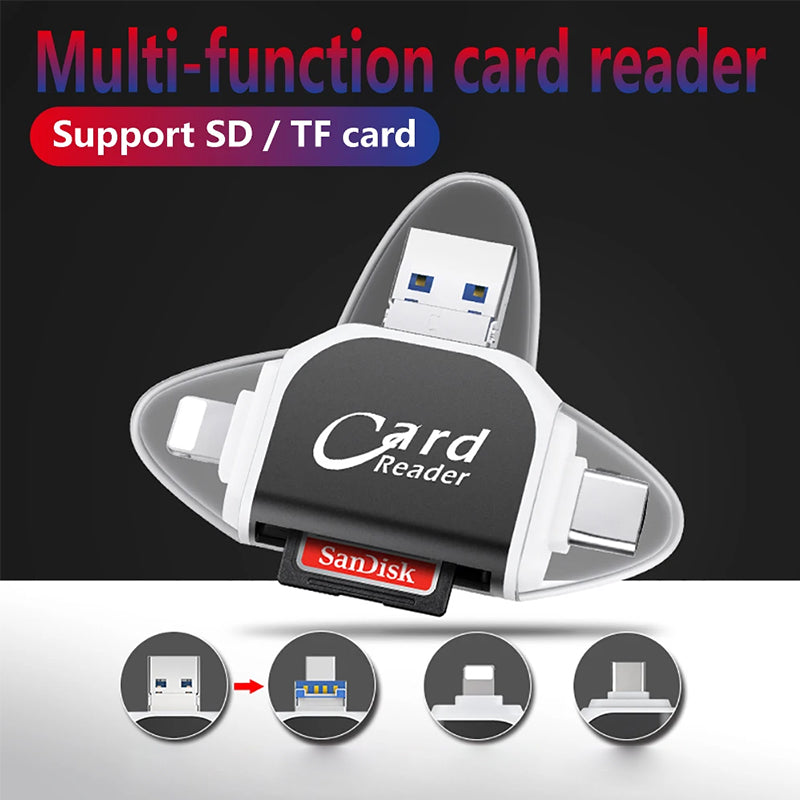 Multi-Port 4 in 1 Universal SD TF Card Reader