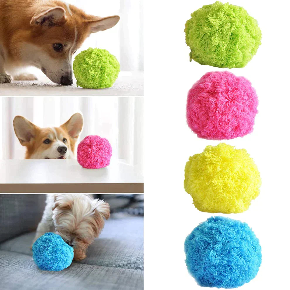 Pet Electric Ball Toy Set with Plush Cover（With a four-color outer sheath）