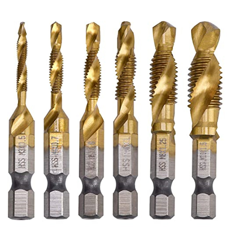 6 Piece Metric Thread Tap Drill Bits Set