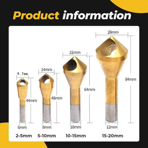 Titanium Coated Countersink Chamfer Tool（4 PCS）