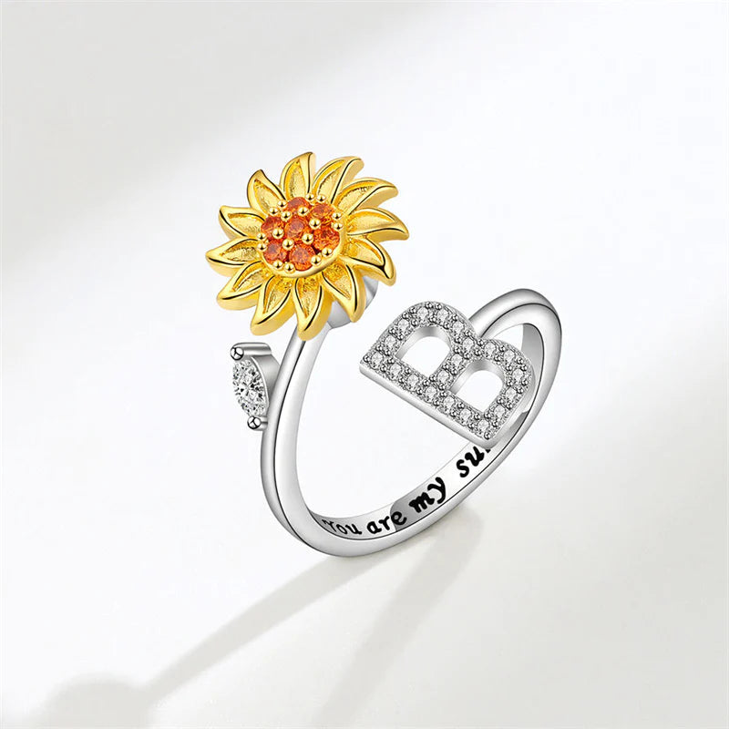 Sunflower Letter Adjustable Ring For Daughter/Granddaughter