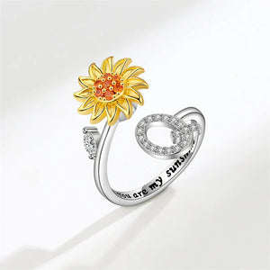 Sunflower Letter Adjustable Ring For Daughter/Granddaughter